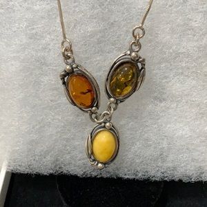Sterling silver amber necklace